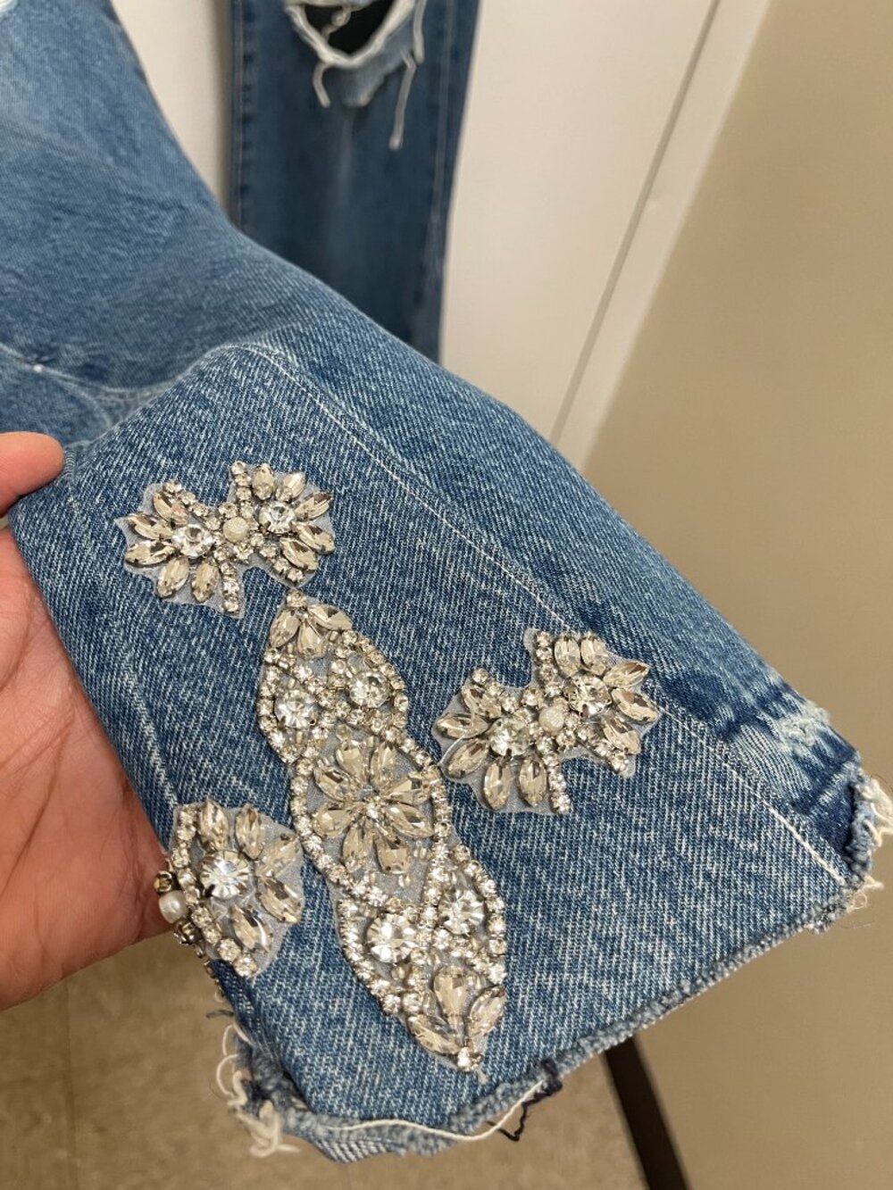 Levi's 501 distressed rare limited 150th anniversary blue jeans custom embellish - Picture 10 of 16
